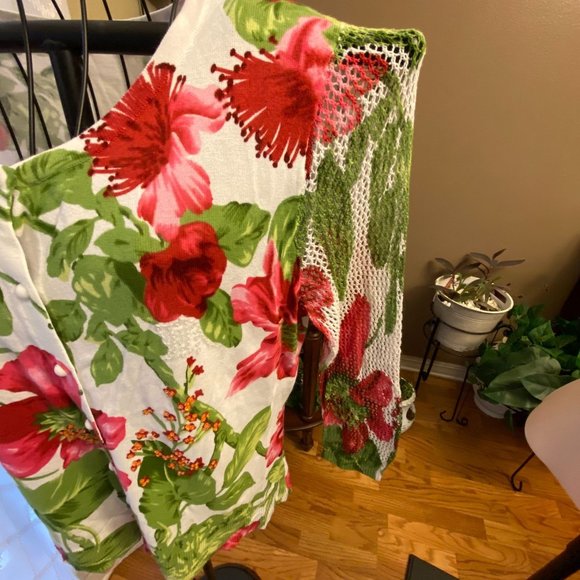 Nygard Collection Cardigan open Knit Sleeve Sequins Embroidery - Picture 7 of 11